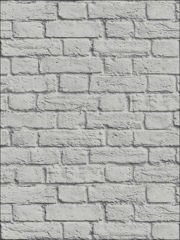 Cologne Grey Painted Brick Wallpaper UW24764 by Brewster Wallpaper for sale at Wallpapers To Go