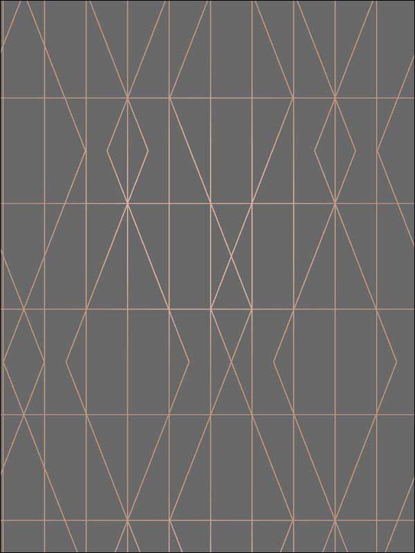 LeVeque Charcoal Deco Diamond Geo Wallpaper UW24788 by Brewster Wallpaper for sale at Wallpapers To Go