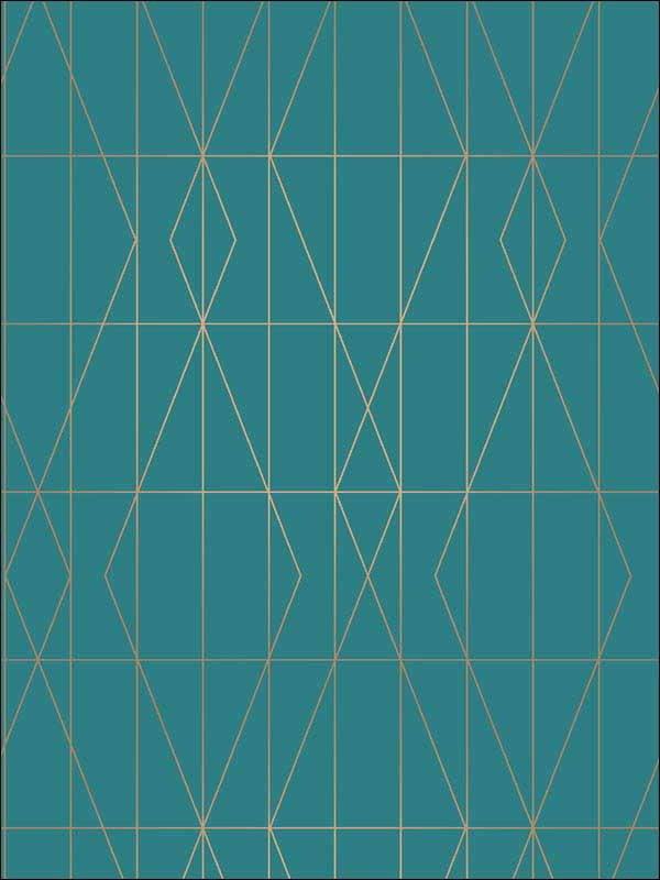 LeVeque Teal Deco Diamond Geo Wallpaper UW24786 by Brewster Wallpaper for sale at Wallpapers To Go