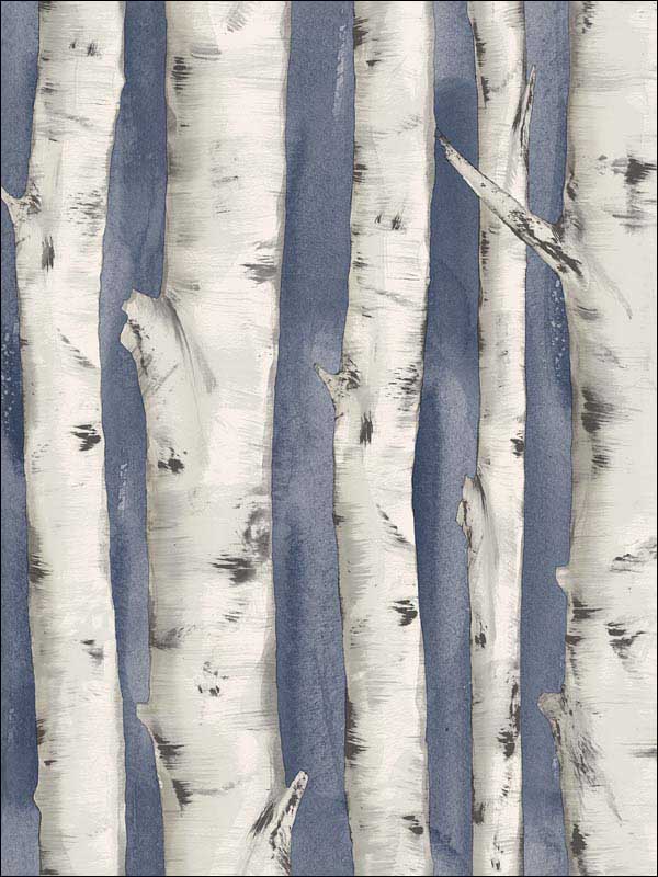 Pioneer Denim Birch Tree Wallpaper 311812604 by Chesapeake Wallpaper for sale at Wallpapers To Go