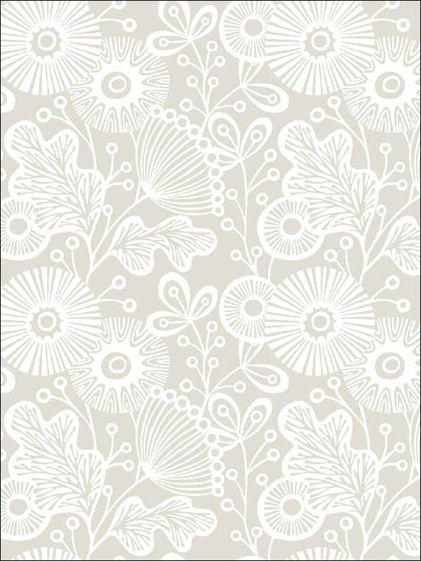 Ana Taupe Floral Wallpaper 282125112 by A Street Prints Wallpaper for sale at Wallpapers To Go