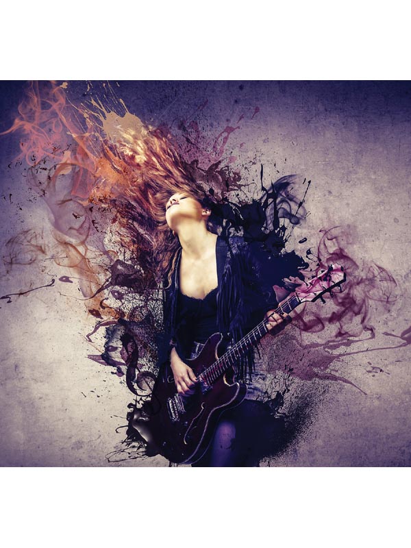 Guitar Girl Purple 5 Panel Mural G45282 by Galerie Wallpaper for sale at Wallpapers To Go