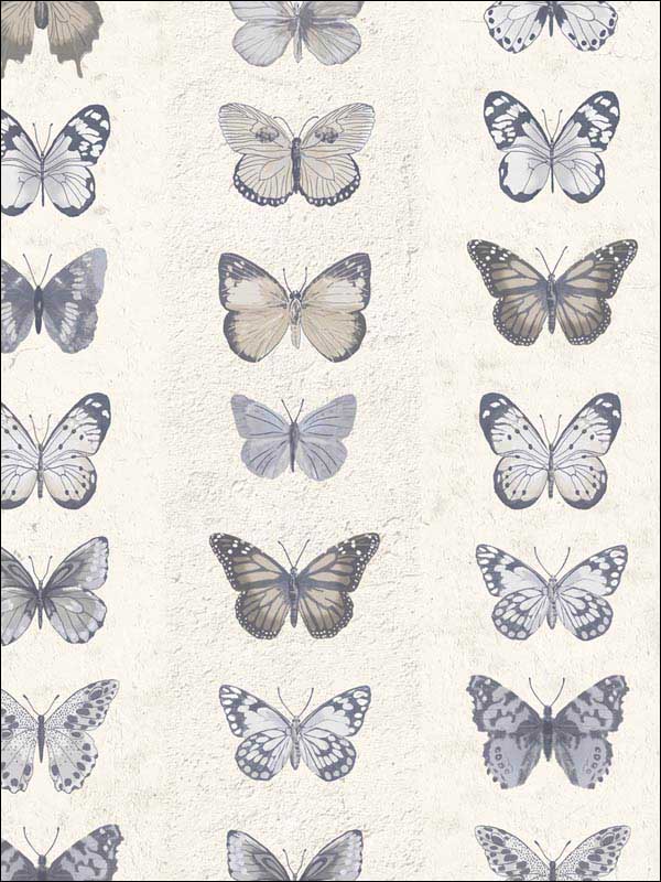 Jewel Butterflies Stripe Blue Wallpaper G67993 by Patton Norwall Wallpaper for sale at Wallpapers To Go