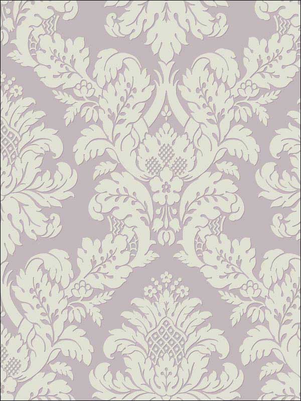 Damask Lilac White Glitter Wallpaper UK10481 by Seabrook Wallpaper for sale at Wallpapers To Go