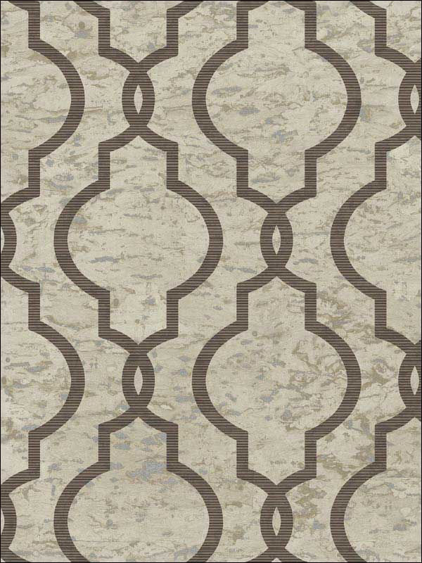 Cork Effect Trellis Taupe Wallpaper UK20907 by Seabrook Wallpaper for sale at Wallpapers To Go