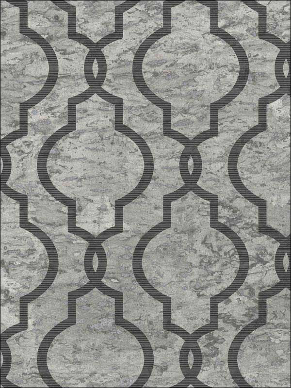 Cork Effect Trellis Steel Wallpaper UK20910 by Seabrook Wallpaper for sale at Wallpapers To Go