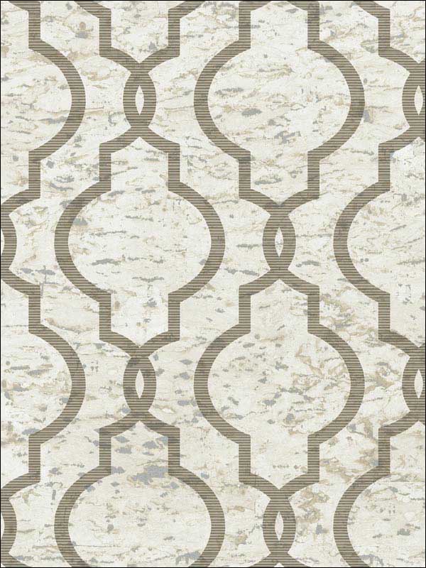 Cork Effect Trellis Beige Wallpaper UK20930 by Seabrook Wallpaper for sale at Wallpapers To Go