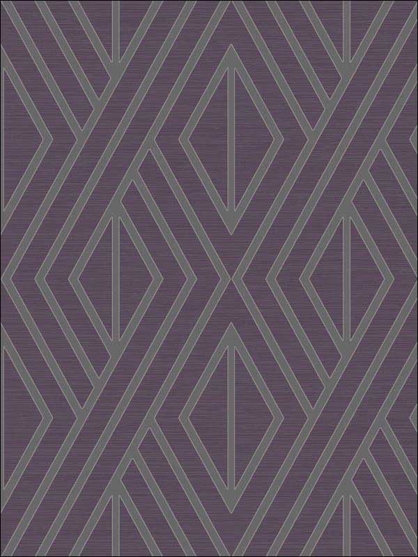 Geo Diamond Plum Metallic Wallpaper UK30519 by Seabrook Wallpaper for sale at Wallpapers To Go