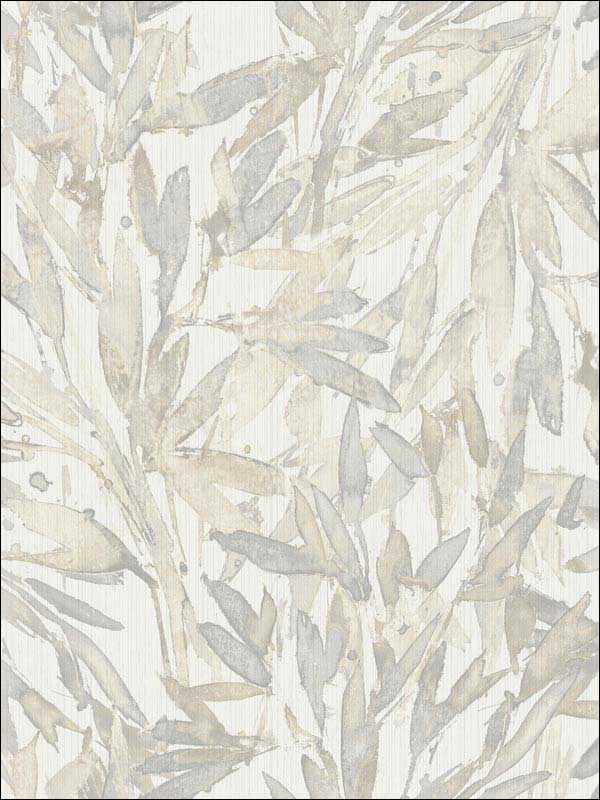 Rainforest Leaves Cream Grey Wallpaper Y6230702 by Antonina Vella Wallpaper for sale at Wallpapers To Go
