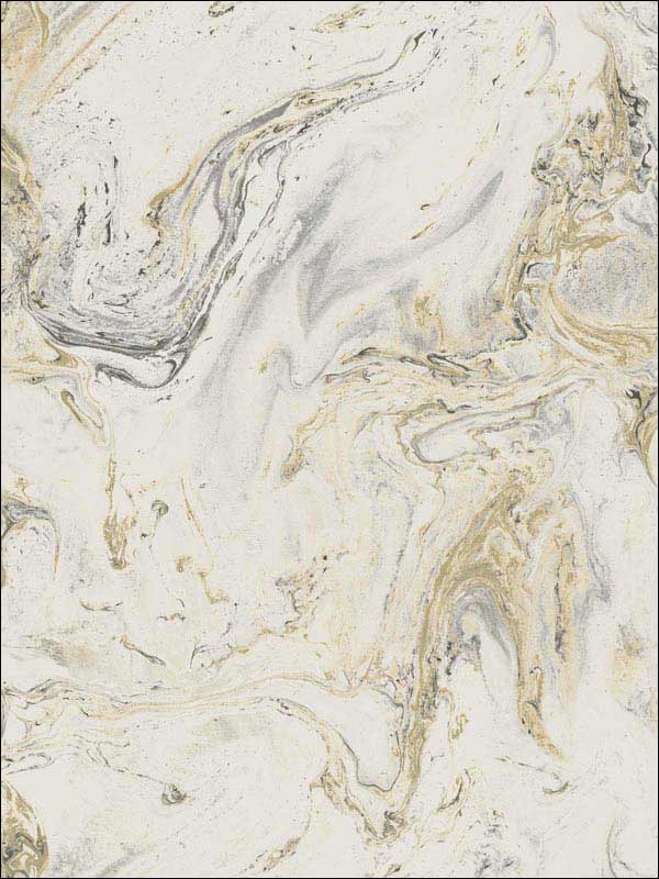 Oil and Marble Metallic White Black Gold Wallpaper Y6231201 by Antonina Vella Wallpaper for sale at Wallpapers To Go