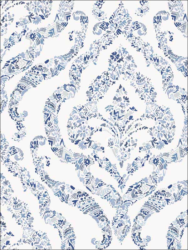 Featherton Blue Floral Damask Wallpaper 290125403 by A Street Prints Wallpaper for sale at Wallpapers To Go