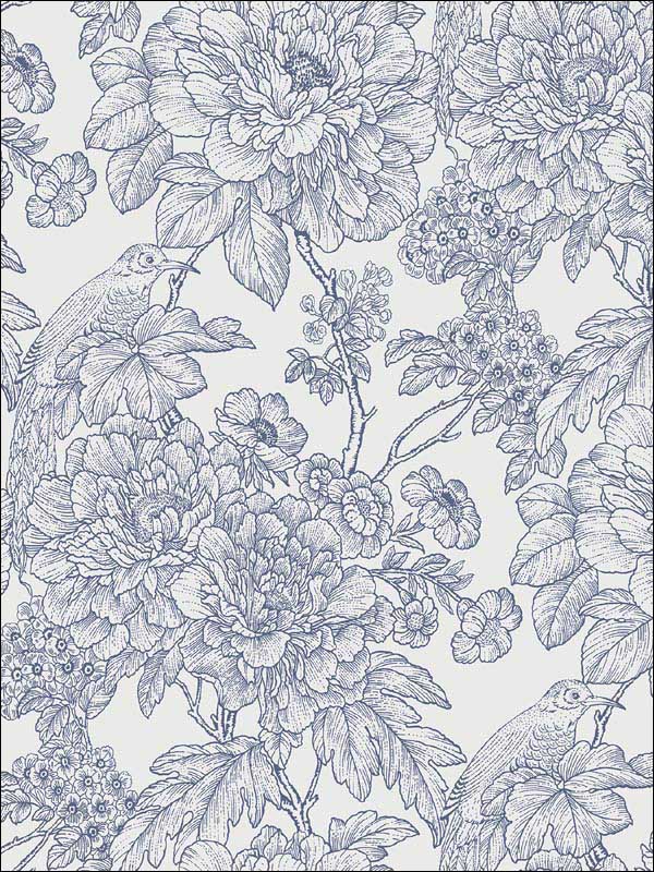 Birds of Paraside Breeze Blue Floral Wallpaper 290125411 by A Street Prints Wallpaper for sale at Wallpapers To Go