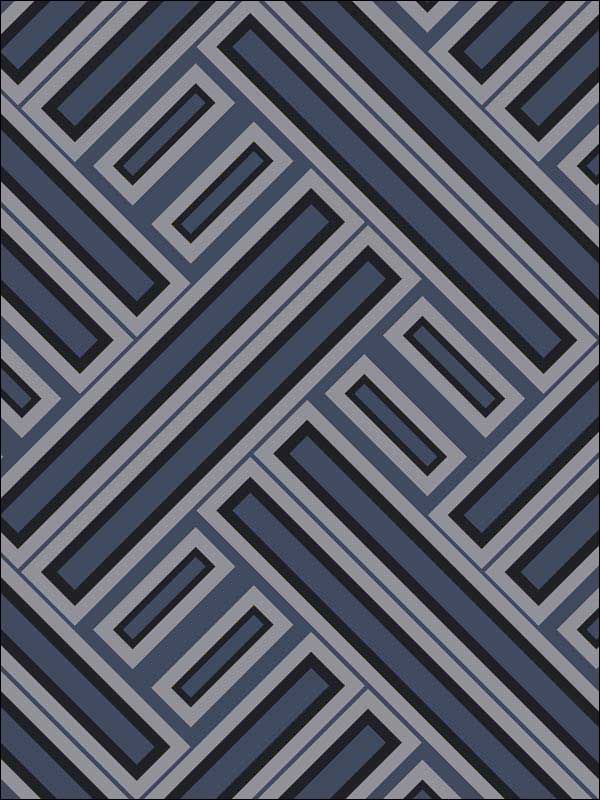 Rectangles Navy Blue Black Metallic Silver Wallpaper GX37602 by Patton Norwall Wallpaper for sale at Wallpapers To Go