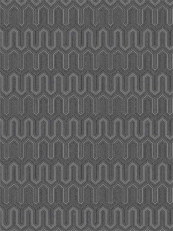 Zig Zag Black Ebony Metallic Silver Wallpaper GX37614 by Patton Norwall Wallpaper for sale at Wallpapers To Go