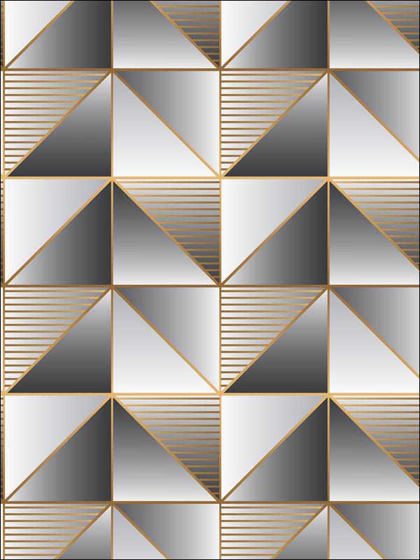 Cubist Metallic Gold Black Wallpaper GX37628 by Patton Norwall Wallpaper for sale at Wallpapers To Go