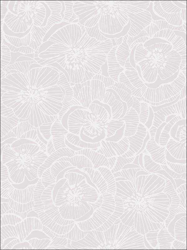 Graphic Floral Metallic Champagne and Off White Wallpaper AW71001 by Collins and Company Wallpaper for sale at Wallpapers To Go