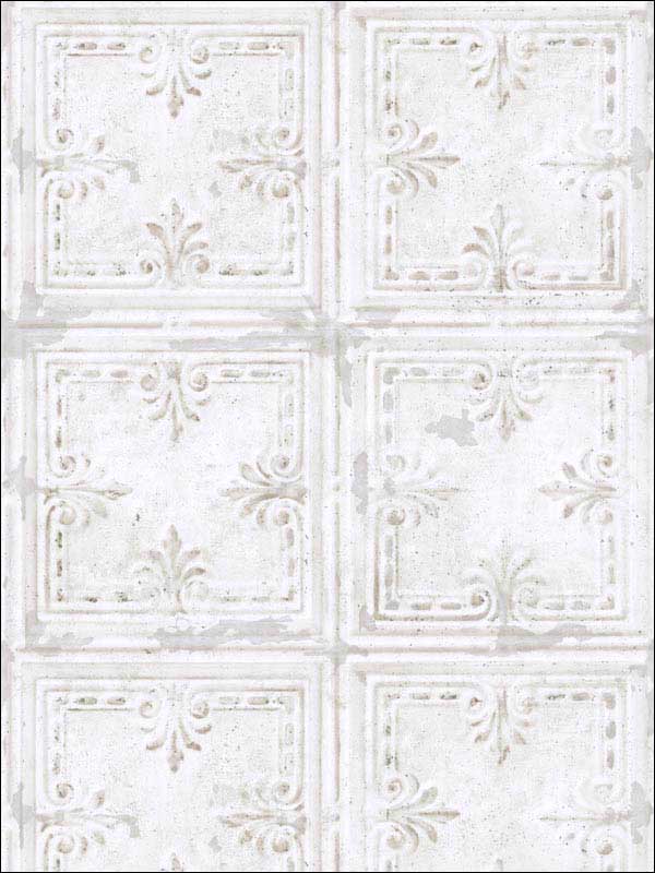 Tin Tile White Wallpaper RMK11209WP by York Wallpaper for sale at Wallpapers To Go