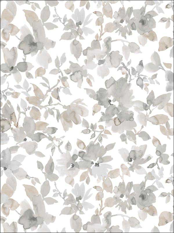 Neutral Watercolor Floral Wallpaper RMK11235WP by York Wallpaper for sale at Wallpapers To Go