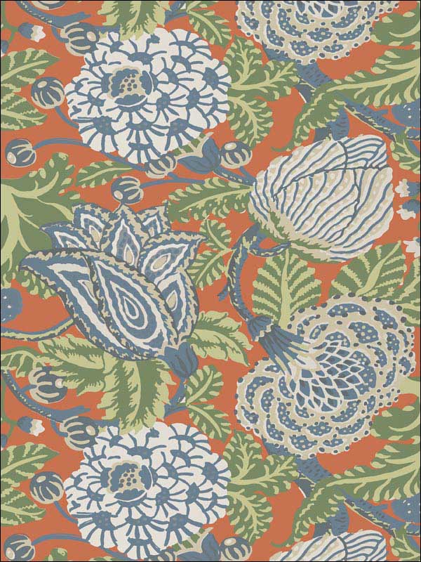 Mitford Orange Wallpaper T2945 by Thibaut Wallpaper for sale at Wallpapers To Go