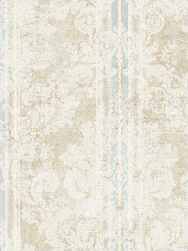 Imperial Damask Soft Beige White Wallpaper RM60302 by Casa Mia Wallpaper for sale at Wallpapers To Go