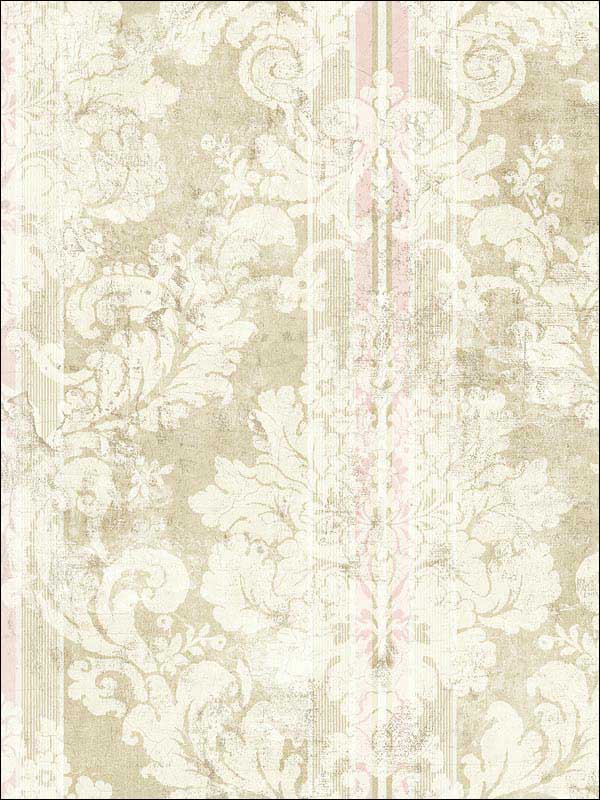 Imperial Damask White Beige Wallpaper RM60309 by Casa Mia Wallpaper for sale at Wallpapers To Go