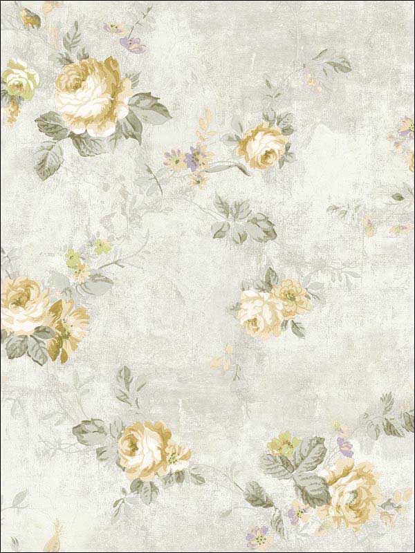 English Flower Soft Grey Wallpaper RM60508 by Casa Mia Wallpaper for sale at Wallpapers To Go
