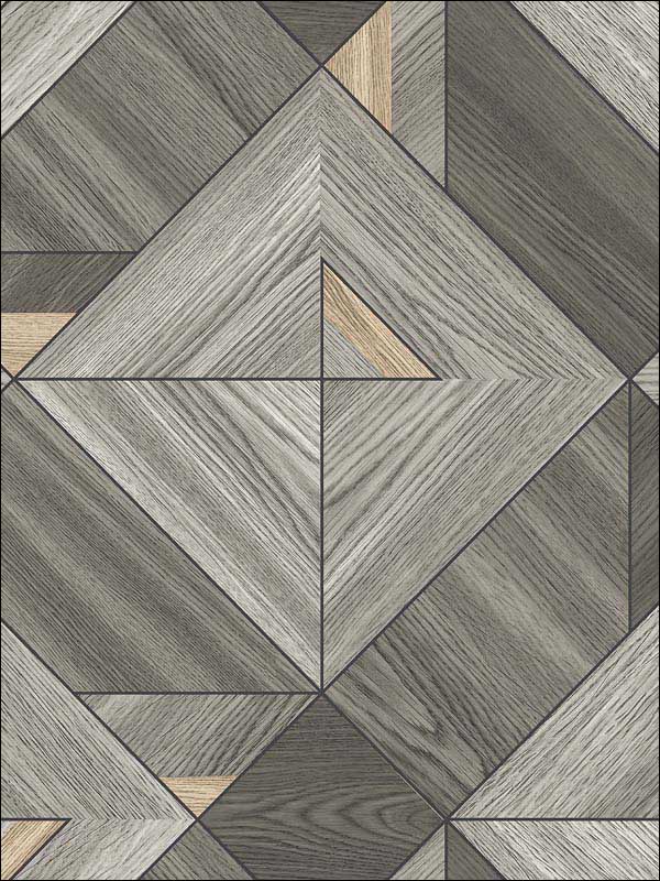 Geometric Wood Grey Soft Black Wallpaper RM90400 by Casa Mia Wallpaper for sale at Wallpapers To Go