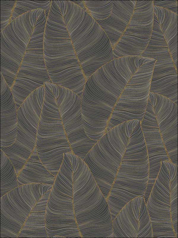 wallpaper sample for Casa Mia RM91606 Metal Leaf Black Gold Wallpaper