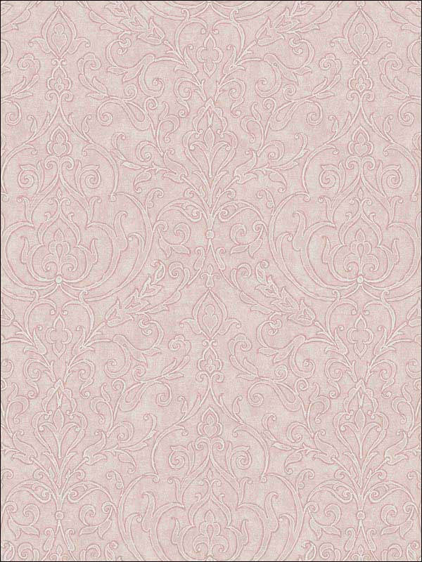 Neoclassic Scroll Pink Wallpaper RM50301 by Casa Mia Wallpaper for sale at Wallpapers To Go