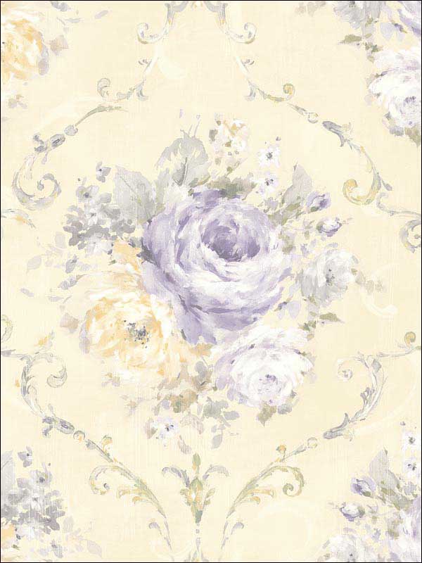 Classic Flora Cameo Yellow Wallpaper RM50509 by Casa Mia Wallpaper for sale at Wallpapers To Go