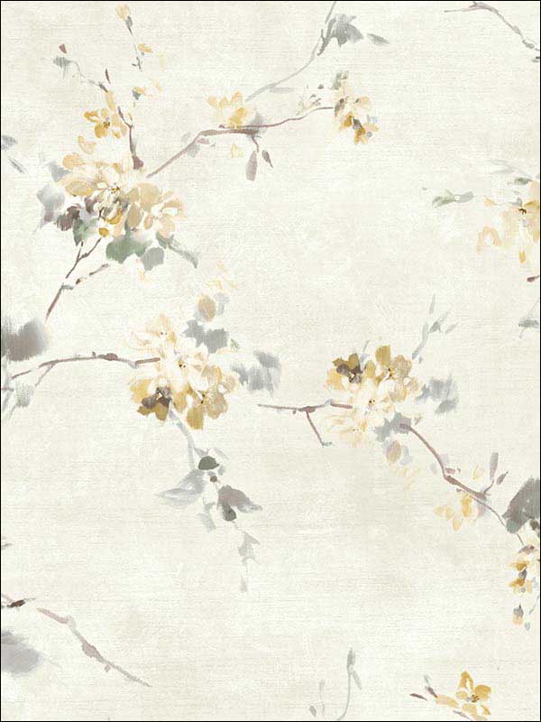 Cherry Flower Cream Soft Purple Wallpaper RM51203 by Casa Mia Wallpaper for sale at Wallpapers To Go