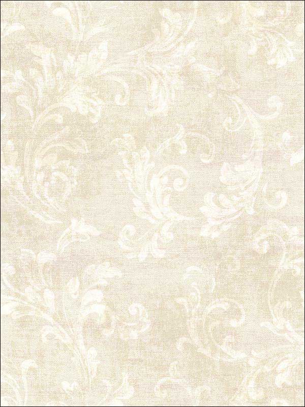 Neoclassic Scroll White Send Wallpaper RM51801 by Casa Mia Wallpaper for sale at Wallpapers To Go