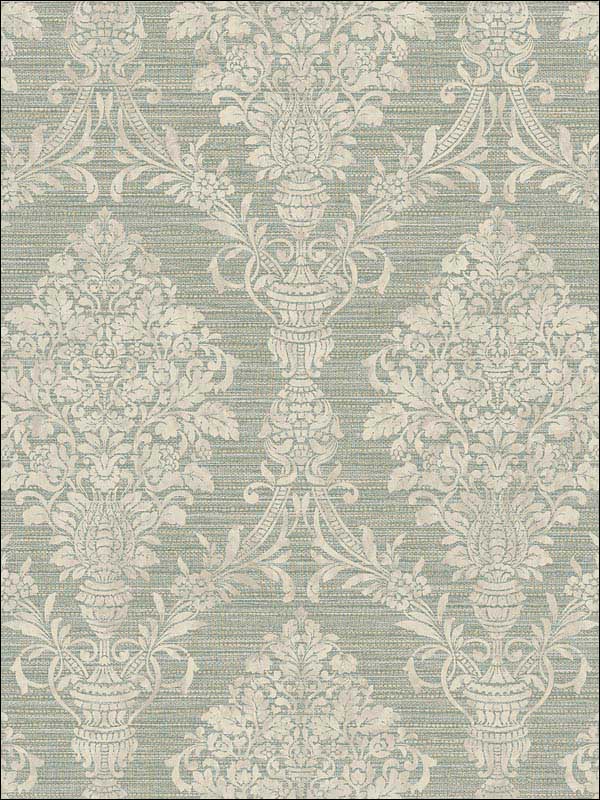 Damask Cameo Soft Green Cream Wallpaper RM80304 by Casa Mia Wallpaper for sale at Wallpapers To Go