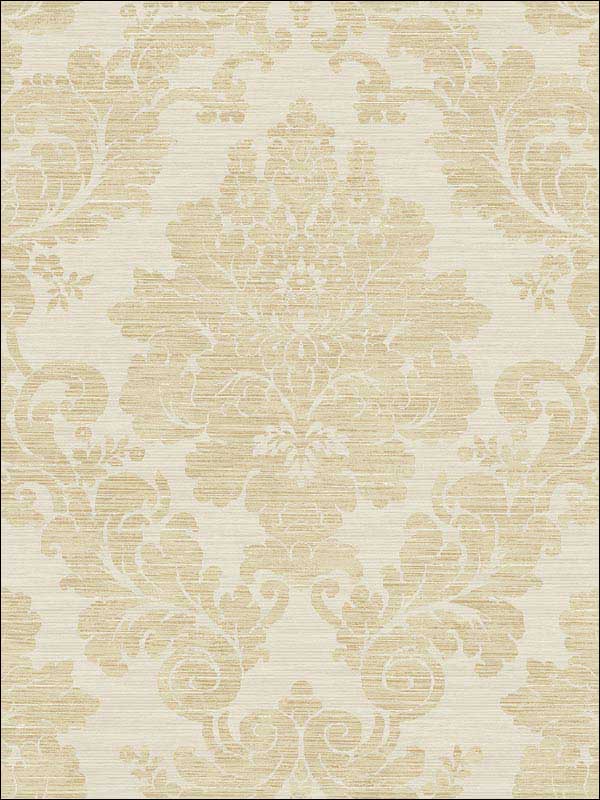 Textile Damask Gold Wallpaper RM81105 by Casa Mia Wallpaper for sale at Wallpapers To Go