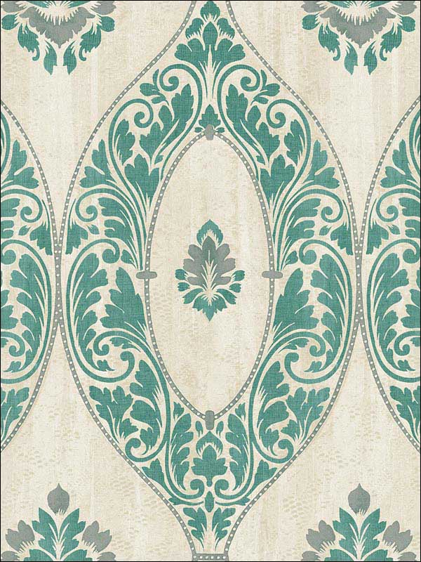 Classic Bead Turquoise Grey White Wallpaper RM30204 by Casa Mia Wallpaper for sale at Wallpapers To Go