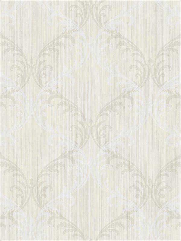 Double Scroll Soft Cream Soft Beige Soft White Wallpaper RM30710 by Casa Mia Wallpaper for sale at Wallpapers To Go