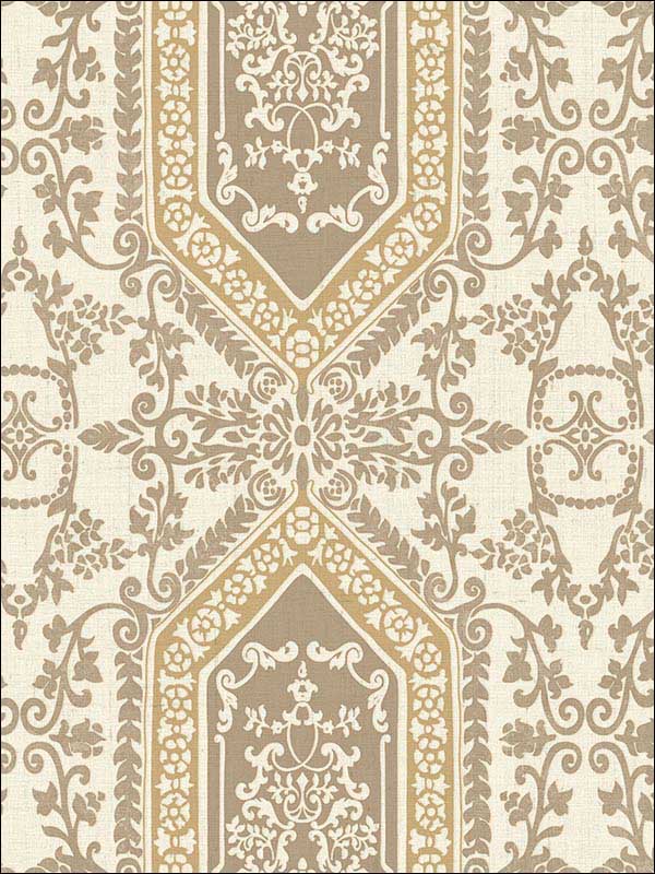 Neoclassic Scroll Gold Bronze Beige Wallpaper RM30901 by Casa Mia Wallpaper for sale at Wallpapers To Go