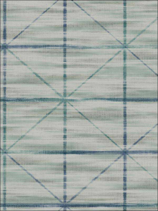Metallic Squares Blue Soft Green Grey Wallpaper RM71202 by Casa Mia Wallpaper for sale at Wallpapers To Go