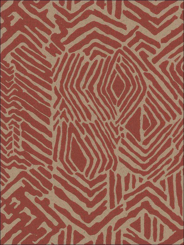 Tribal Print Red Tan Wallpaper HC7550 by Ronald Redding Wallpaper for sale at Wallpapers To Go