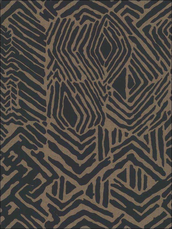 Tribal Print Black Brown Wallpaper HC7551 by Ronald Redding Wallpaper