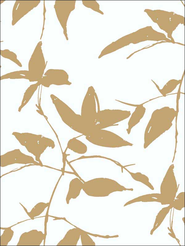 Persimmon Leaf Gold White Wallpaper AF6511 by Ronald Redding Wallpaper for sale at Wallpapers To Go
