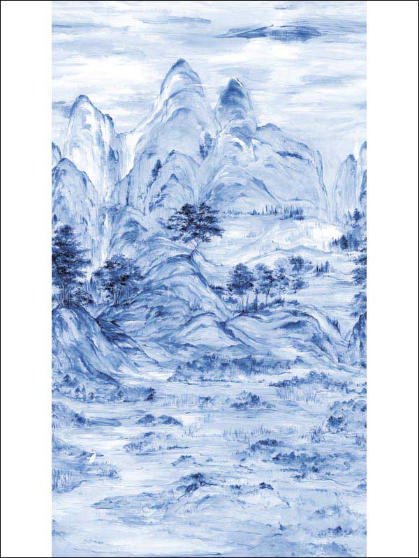 Misty Mountain Blue 3 Panel Mural AF6598M by Ronald Redding Wallpaper for sale at Wallpapers To Go