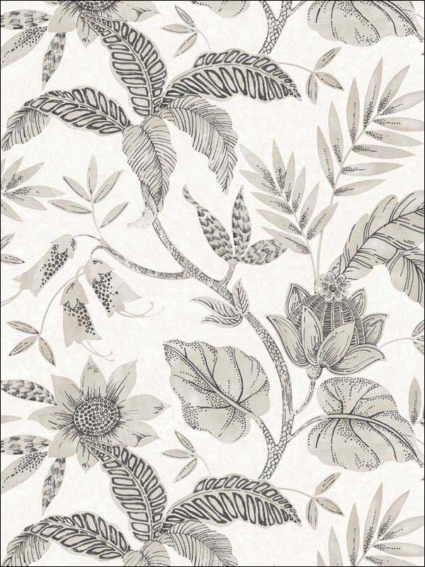 Rainforest Leaves Ivory Stone Wallpaper RY30205 by Seabrook Wallpaper for sale at Wallpapers To Go