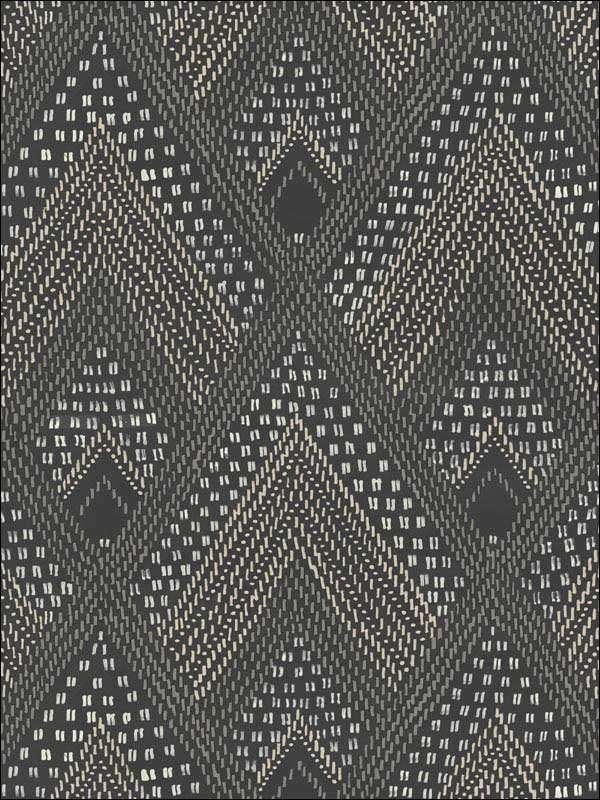 Panama Boho Diamonds Black Sands Charcoal Wallpaper RY30500 by Seabrook Wallpaper for sale at Wallpapers To Go