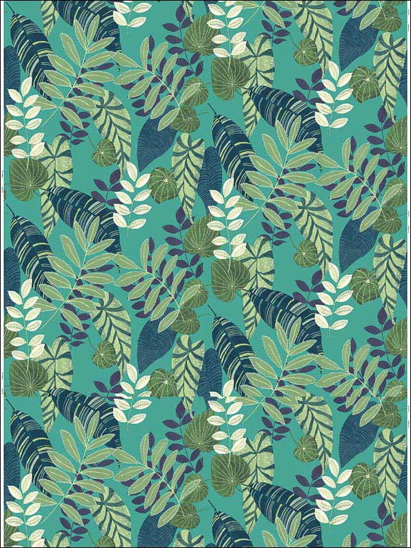 Tropicana Leaves Jade Rosemary Spruce Fabric RY32014F by Seabrook Wallpaper for sale at Wallpapers To Go