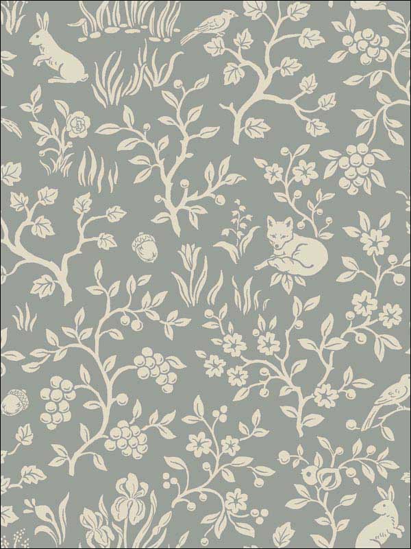 Fox and Hare Gray Peel and Stick Wallpaper PSW1165RL by Magnolia Home Wallpaper by Joanna Gaines for sale at Wallpapers To Go