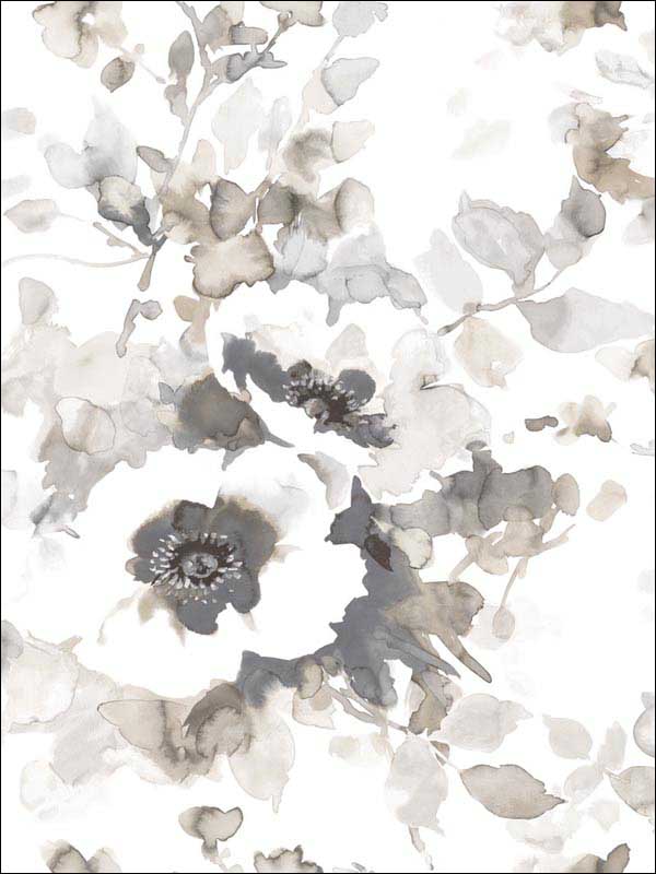 Garden Anemone Neutral Peel and Stick Wallpaper PSW1084RL by York Wallpaper for sale at Wallpapers To Go
