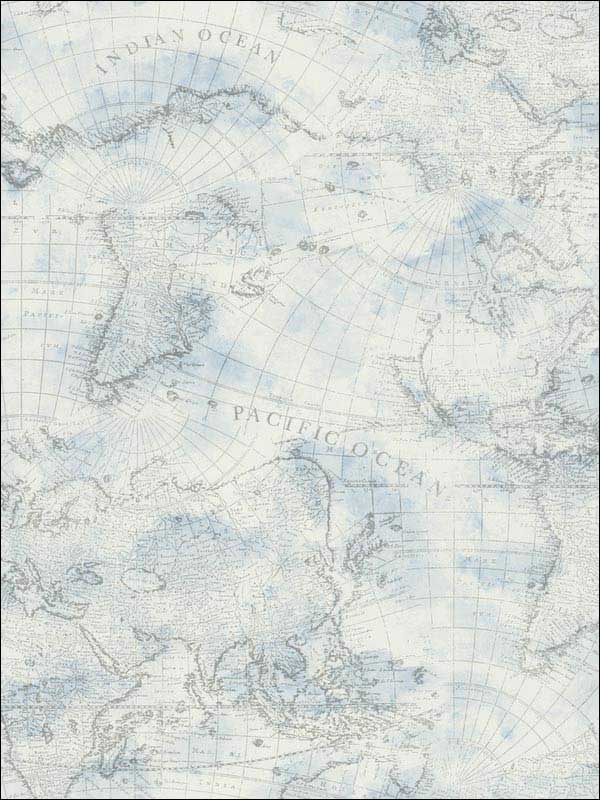 Coastal Map Blue Gray Peel and Stick Wallpaper PSW1131RL by York Wallpaper for sale at Wallpapers To Go