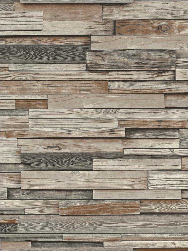 Reclaimed Wood Plank Charcoal and Brown Wallpaper NW32601 by NextWall Wallpaper for sale at Wallpapers To Go