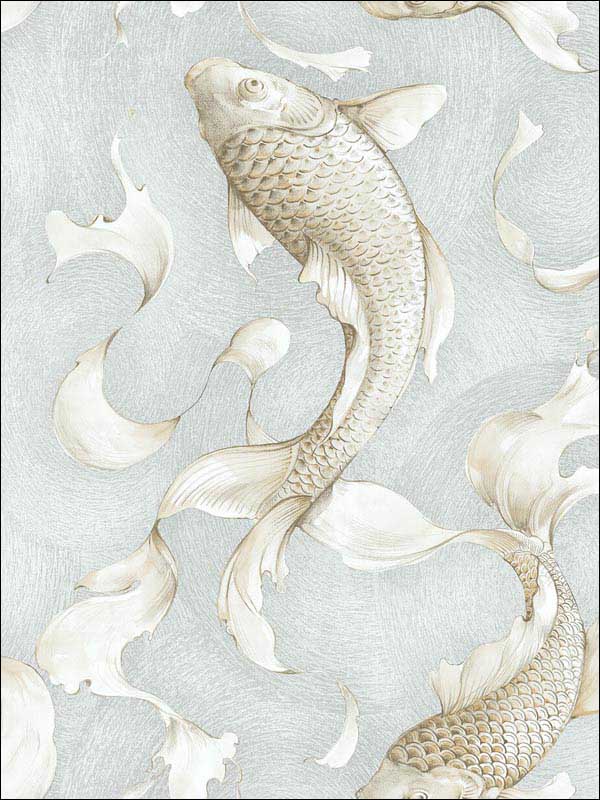 Koi Fish Metallic Champagne and Gray Wallpaper NW33208 by NextWall Wallpaper for sale at Wallpapers To Go